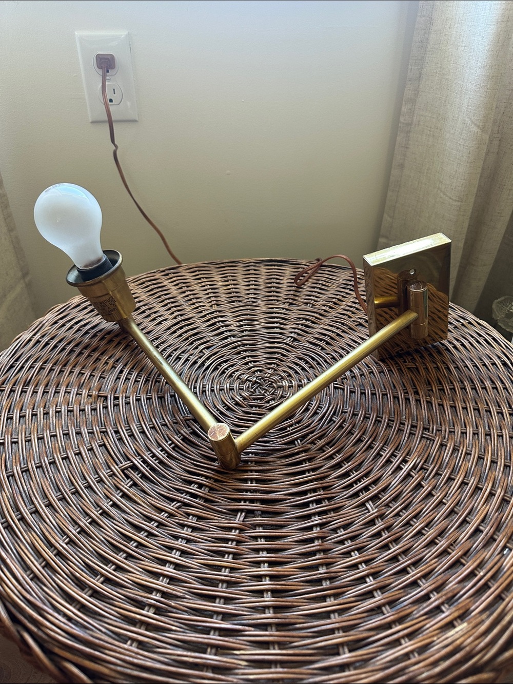Vintage MCM Brass Swing Arm Wall Sconce - Brass Finish - Circle F Hardware
